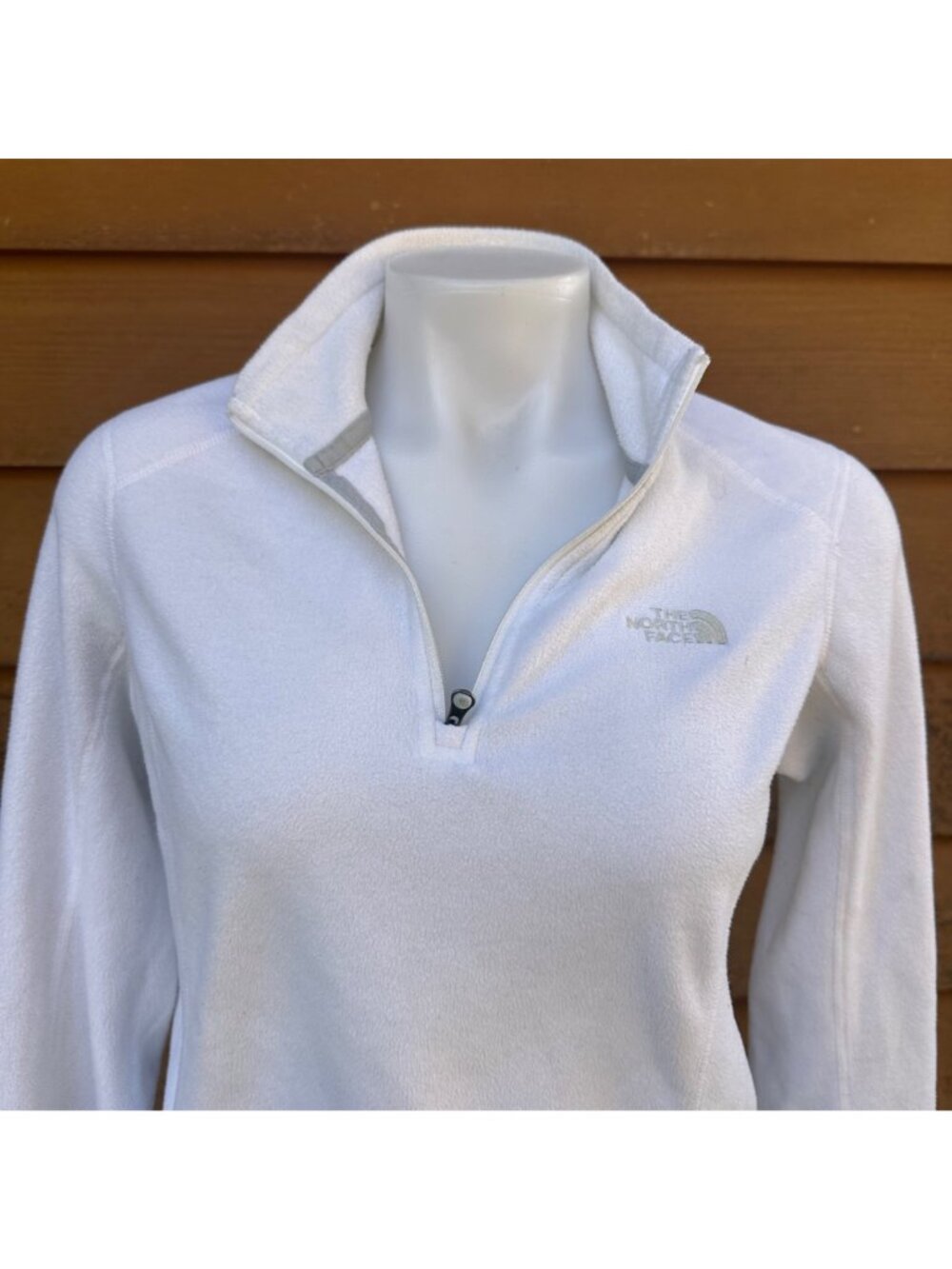 The North Face Womens White Fleece Quarter-Zip Pullover Size M Soft Lightweight - Picture 7 of 12